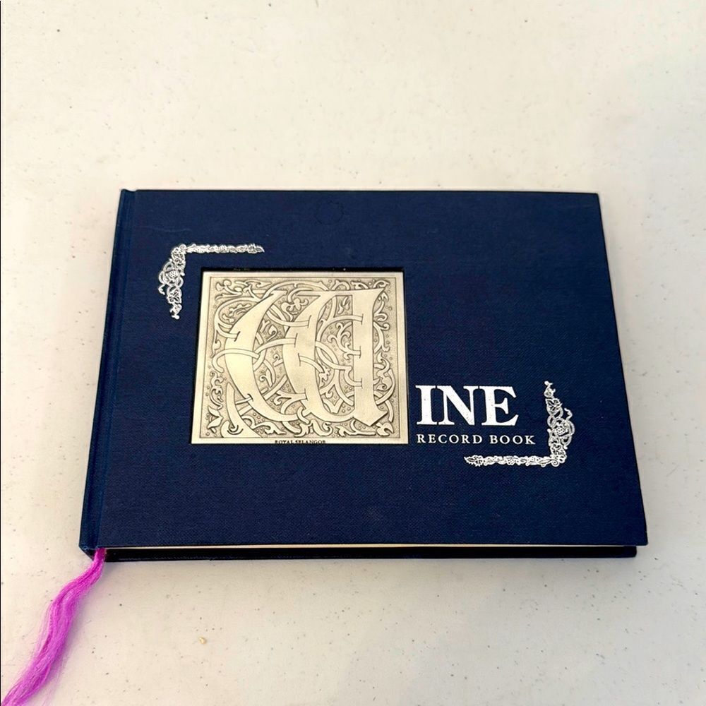 Elegant Blue and Silver Wine register Book with Intricate Design